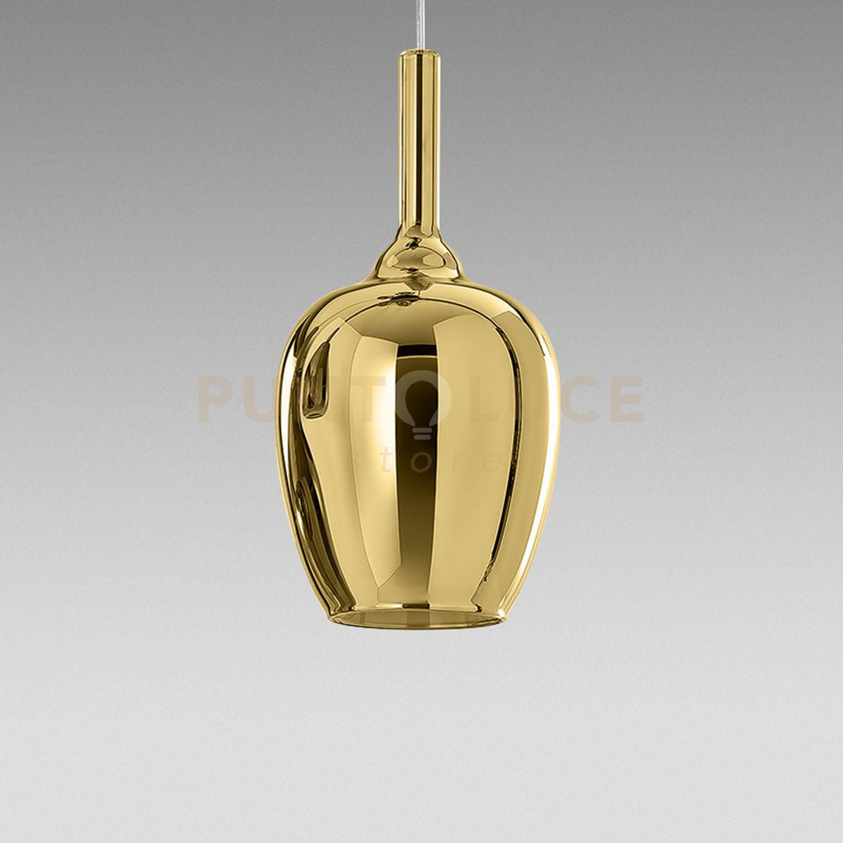 OFELIA S/10 - VETRO ORO SPECCHIATO E PORTALAMPADA BIANCO 1 LUCE ATTACCO E27 CAVO TRASPARENTE SENZA BASE DI ATTACCO D.20CM