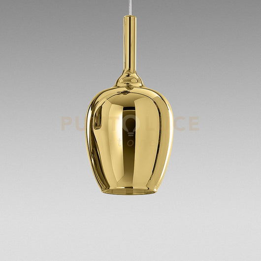 OFELIA S/10 - VETRO ORO SPECCHIATO E PORTALAMPADA BIANCO 1 LUCE ATTACCO E27 CAVO TRASPARENTE SENZA BASE DI ATTACCO D.20CM