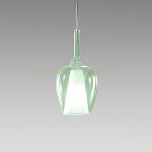 OFELIA S/10 - VETRO  VERDE-TRASPARENTE E PORTALAMPADA BIANCO 1 LUCE ATTACCO E27 CAVO TRASPARENTE SENZA BASE DI ATTACCO D.20CM