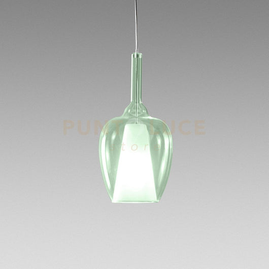 OFELIA S/10 - VETRO  VERDE-TRASPARENTE E PORTALAMPADA BIANCO 1 LUCE ATTACCO E27 CAVO TRASPARENTE SENZA BASE DI ATTACCO D.20CM