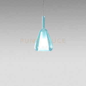 OFELIA S/11 MINI -  VETRO BLU-TRASPARENTE E PORTALAMPADA BIANCO ATTACCO G9 CAVO TRASPARENTE SENZA BASE DI ATTACCO D.14CM H.26,7CM