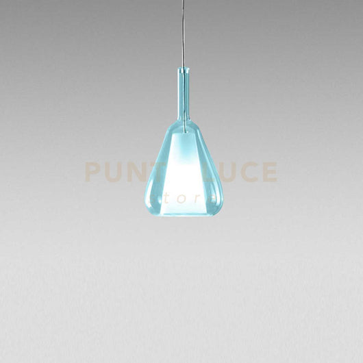 OFELIA S/11 MINI -  VETRO BLU-TRASPARENTE E PORTALAMPADA BIANCO ATTACCO G9 CAVO TRASPARENTE SENZA BASE DI ATTACCO D.14CM H.26,7CM