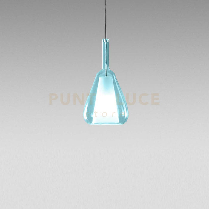 OFELIA S/11 MINI -  VETRO BLU-TRASPARENTE E PORTALAMPADA BIANCO ATTACCO G9 CAVO TRASPARENTE SENZA BASE DI ATTACCO D.14CM H.26,7CM