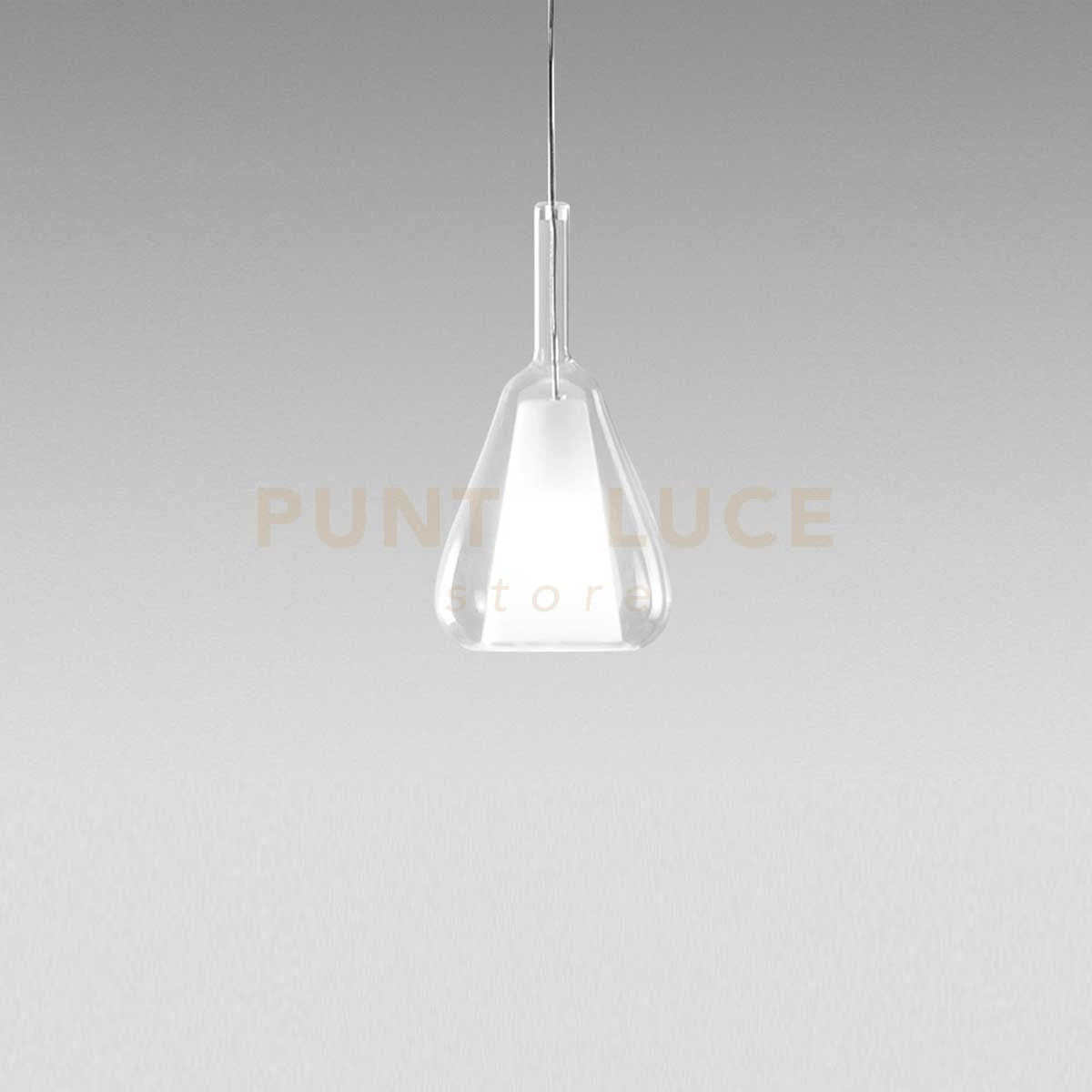 OFELIA S/11 MINI -  VETRO TRASPARENTE E PORTALAMPADA BIANCO ATTACCO G9 CAVO TRASPARENTE SENZA BASE DI ATTACCO D.14CM H.26,7CM