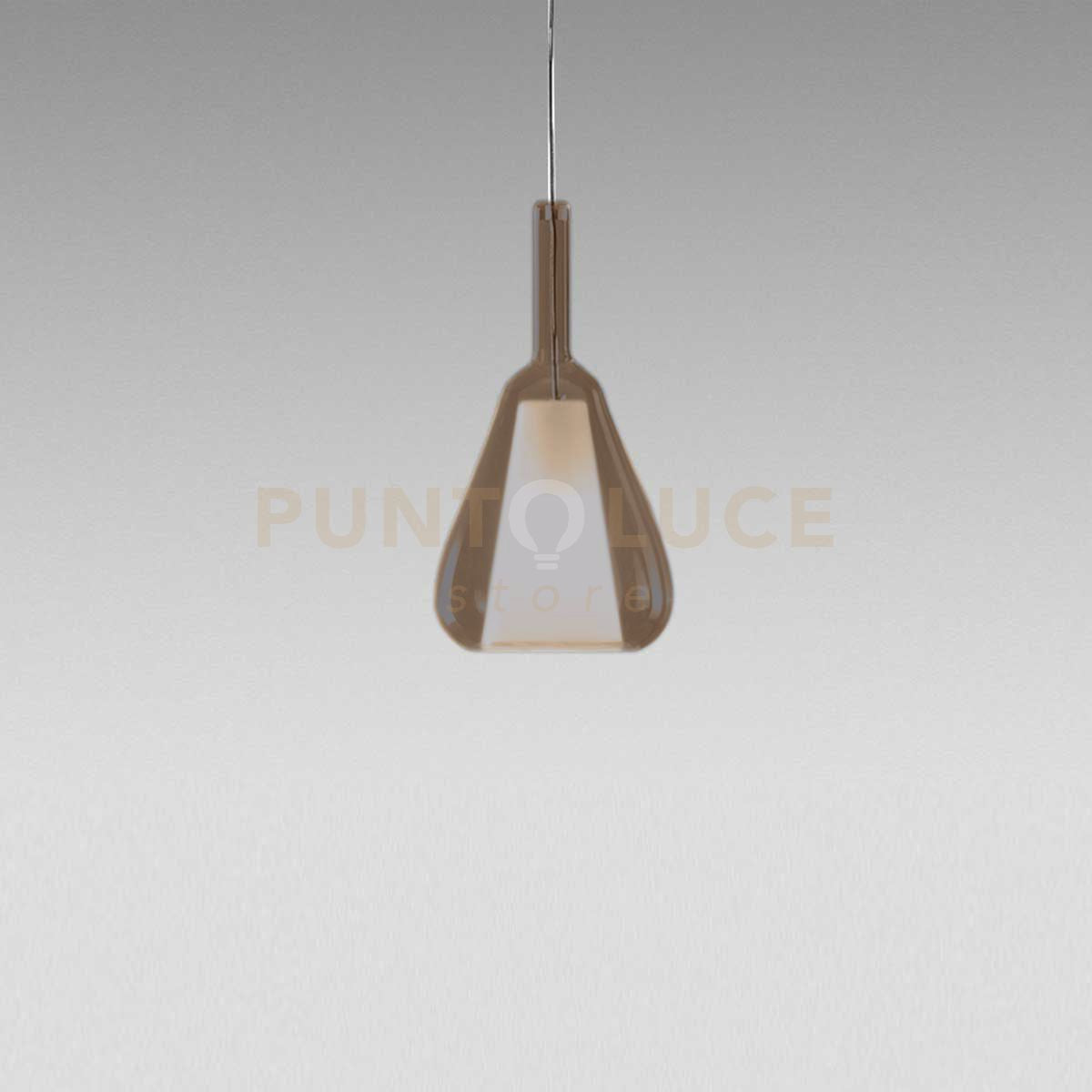 OFELIA S/11 - VETRO AMBRA FUME TRASPARENTE E PORTALAMPADA BIANCO 1 LUCE ATTACCO E27 CAVO TRASPARENTE SENZA BASE DI ATTACCO D.20CM H.38,2CM