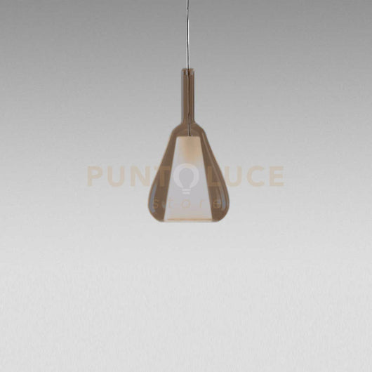 OFELIA S/11 - VETRO AMBRA FUME TRASPARENTE E PORTALAMPADA BIANCO 1 LUCE ATTACCO E27 CAVO TRASPARENTE SENZA BASE DI ATTACCO D.20CM H.38,2CM