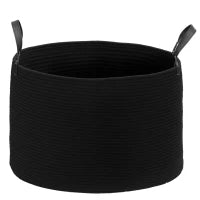 Cesto Portabiancheria da 88L Portatile e Pieghevole con Manici in Cotone Naturale, Ø56x35.5 cm, Nero