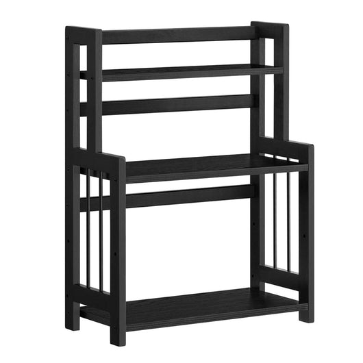 Porta spezie scaffale portaoggetti a 3 livelli organizer da scrivania 18 x 41 x 53 cm struttura in bambù per cucina sala da pranzo ufficio marrone rustico e nero 12_0005524