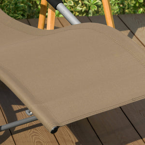 SoBuy Lettino Sdraio da Giardino a Dondolo - Sedia a Dondolo da Esterno in Textilene Marrone con Telaio in Metallo, 150x63x87cm, Lettino Prendisole per Terrazza, Piscina, Patio, OGS28-BR