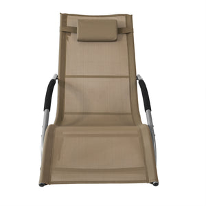 SoBuy Lettino Sdraio da Giardino a Dondolo - Sedia a Dondolo da Esterno in Textilene Marrone con Telaio in Metallo, 150x63x87cm, Lettino Prendisole per Terrazza, Piscina, Patio, OGS28-BR