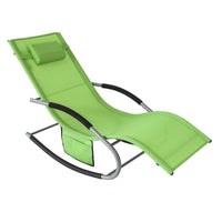 Poltrona dondolo, Sdraio Relax, Sedia a sdraio, Con poggiatesta, Verde chiaro OGS28-GR