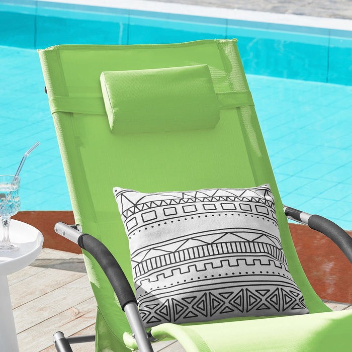 Poltrona dondolo, Sdraio Relax, Sedia a sdraio, Con poggiatesta, Verde chiaro OGS28-GR