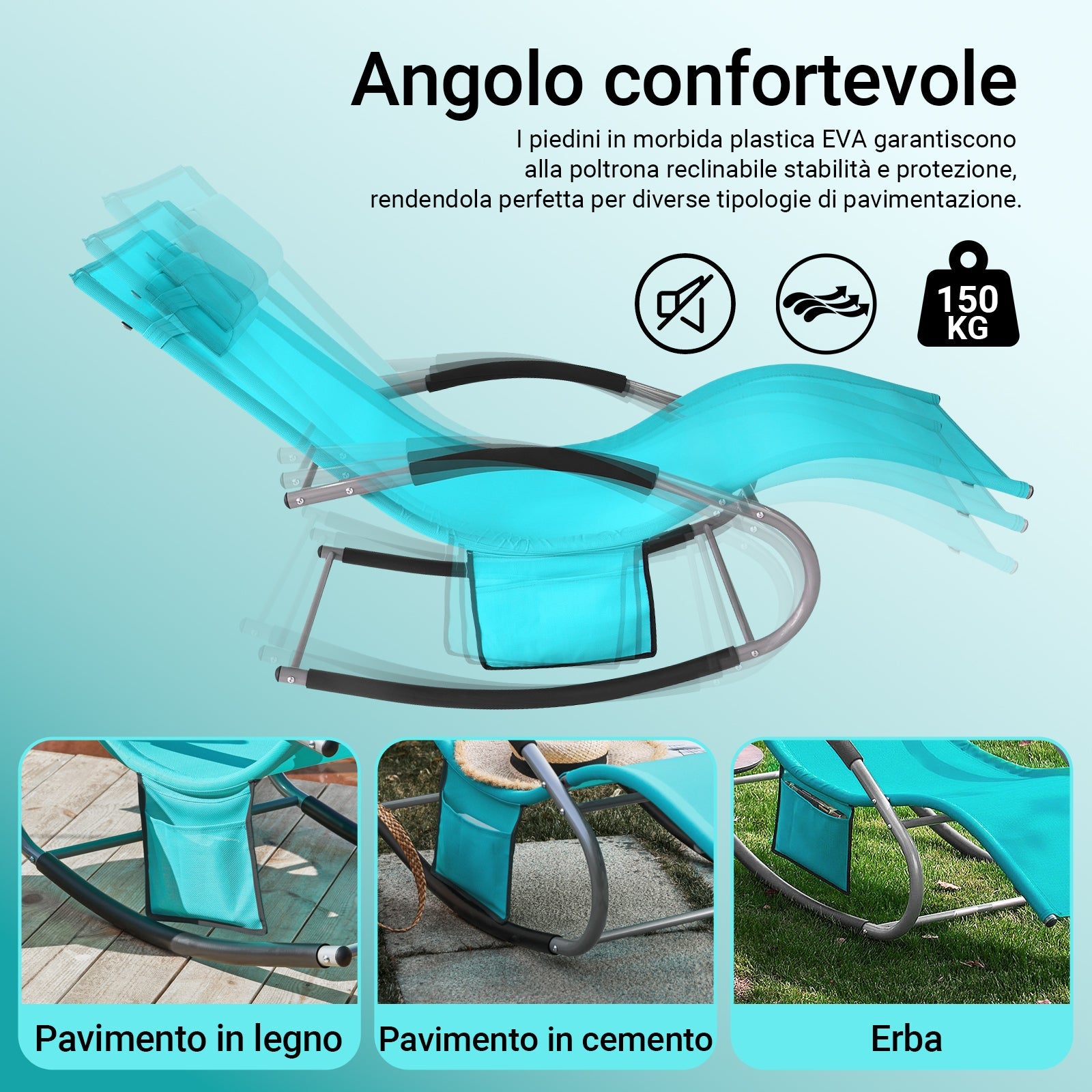 SoBuy 2 x Sdraio a dondolo con poggiatesta 63x150x87cm OGS28-HBX2