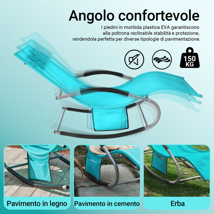 SoBuy 2 x Sdraio a dondolo con poggiatesta 63x150x87cm OGS28-HBX2