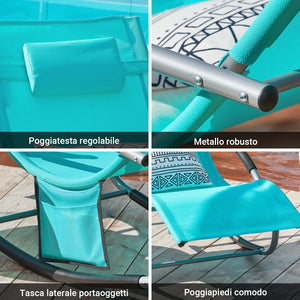 SoBuy 2 x Sdraio a dondolo con poggiatesta 63x150x87cm OGS28-HBX2