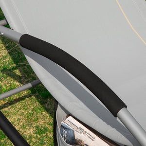 SoBuy Lettino Sdraio da Giardino a Dondolo - Sedia a Dondolo da Esterno in Textilene Grigio con Telaio in Metallo, 150x63x87cm, Lettino Prendisole per Terrazza, Piscina, Patio, OGS28-HG