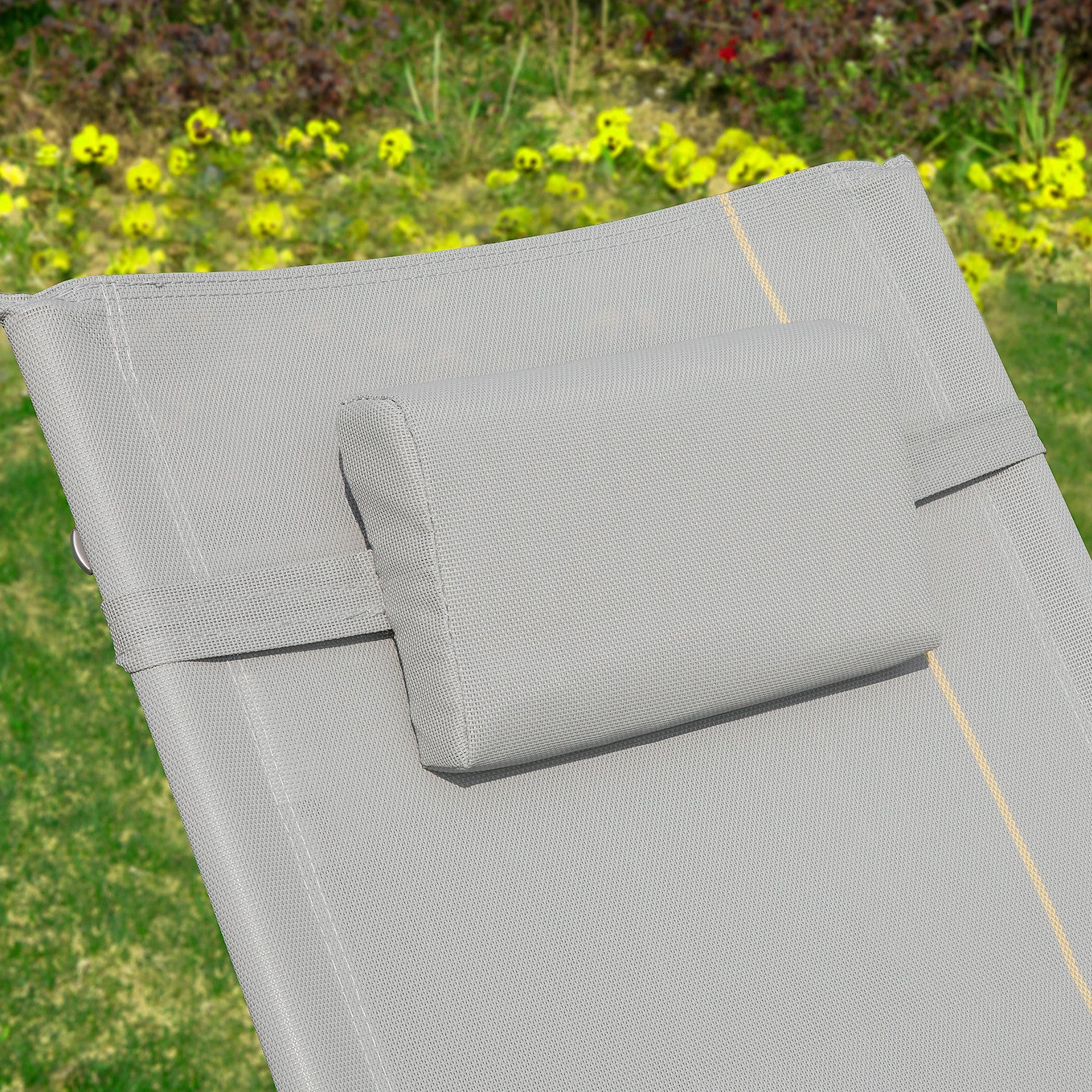 SoBuy Lettino Sdraio da Giardino a Dondolo - Sedia a Dondolo da Esterno in Textilene Grigio con Telaio in Metallo, 150x63x87cm, Lettino Prendisole per Terrazza, Piscina, Patio, OGS28-HG