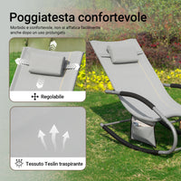 SoBuy Lettino Sdraio da Giardino a Dondolo - Sedia a Dondolo da Esterno in Textilene Grigio con Telaio in Metallo, 150x63x87cm, Lettino Prendisole per Terrazza, Piscina, Patio, OGS28-HG