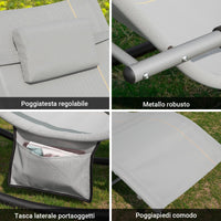 SoBuy Lettino Sdraio da Giardino a Dondolo - Sedia a Dondolo da Esterno in Textilene Grigio con Telaio in Metallo, 150x63x87cm, Lettino Prendisole per Terrazza, Piscina, Patio, OGS28-HG