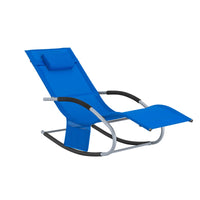 SoBuy Lettino Sdraio da Giardino a Dondolo - Sedia a Dondolo da Esterno in Textilene Blu Klein con Telaio in Metallo, 150x63x87cm, Lettino Prendisole per Terrazza, Piscina, Patio, OGS28-KB