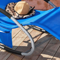 SoBuy Lettino Sdraio da Giardino a Dondolo - Sedia a Dondolo da Esterno in Textilene Blu Klein con Telaio in Metallo, 150x63x87cm, Lettino Prendisole per Terrazza, Piscina, Patio, OGS28-KB