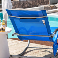 SoBuy Lettino Sdraio da Giardino a Dondolo - Sedia a Dondolo da Esterno in Textilene Blu Klein con Telaio in Metallo, 150x63x87cm, Lettino Prendisole per Terrazza, Piscina, Patio, OGS28-KB