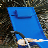 SoBuy Lettino Sdraio da Giardino a Dondolo - Sedia a Dondolo da Esterno in Textilene Blu Klein con Telaio in Metallo, 150x63x87cm, Lettino Prendisole per Terrazza, Piscina, Patio, OGS28-KB