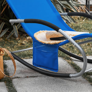 SoBuy Lettino Sdraio da Giardino a Dondolo - Sedia a Dondolo da Esterno in Textilene Blu Klein con Telaio in Metallo, 150x63x87cm, Lettino Prendisole per Terrazza, Piscina, Patio, OGS28-KB