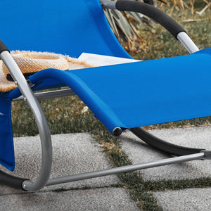 SoBuy Lettino Sdraio da Giardino a Dondolo - Sedia a Dondolo da Esterno in Textilene Blu Klein con Telaio in Metallo, 150x63x87cm, Lettino Prendisole per Terrazza, Piscina, Patio, OGS28-KB