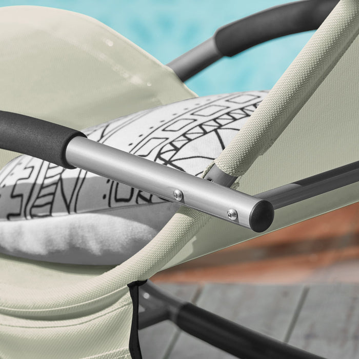 2 x Sedie a Dondolo da Giardino poltrone Esterno con Cuscino e Tasca Laterale Beige OGS28-MIx2