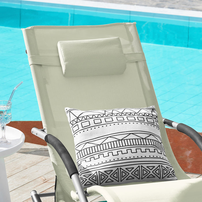 2 x Sedie a Dondolo da Giardino poltrone Esterno con Cuscino e Tasca Laterale Beige OGS28-MIx2