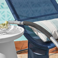 SoBuy Lettino Sdraio da Giardino a Dondolo - Sedia a Dondolo da Esterno in Textilene Blu Navy con Telaio in Metallo, 150x63x87cm, Lettino Prendisole per Terrazza, Piscina, Patio, OGS28-NB