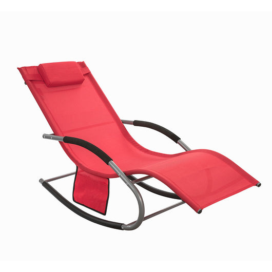 SoBuy Lettino Sdraio da Giardino a Dondolo - Sedia a Dondolo da Esterno in Textilene Rosso con Telaio in Metallo, 150x63x87cm, Lettino Prendisole per Terrazza, Piscina, Patio, OGS28-R