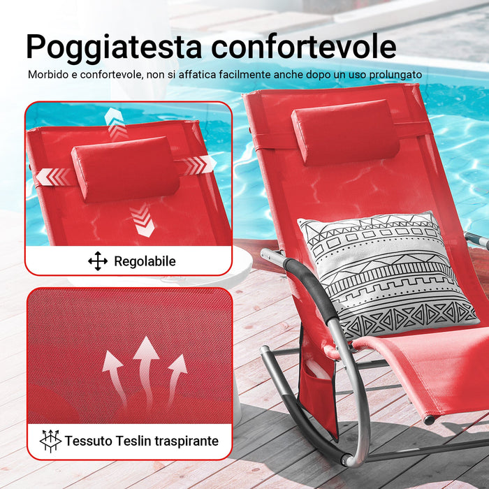 SoBuy 2 x Sdraio a dondolo con poggiatesta 63x150x87cm OGS28-RX2