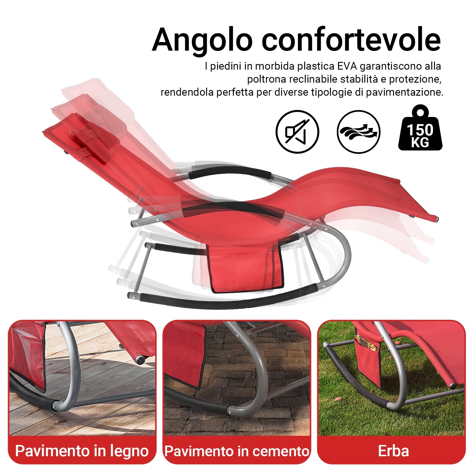 SoBuy 2 x Sdraio a dondolo con poggiatesta 63x150x87cm OGS28-RX2