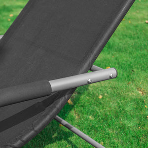 SoBuy Lettino Sdraio da Giardino a Dondolo - Sedia a Dondolo da Esterno in Textilene Nero con Telaio in Metallo, 150x63x87cm, Lettino Prendisole per Terrazza, Piscina, Patio, OGS28-SCH