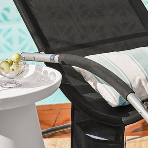 2 x Sedie a Dondolo da Giardino poltrone Esterno con Cuscino e Tasca Laterale Nero OGS28-SCHx2