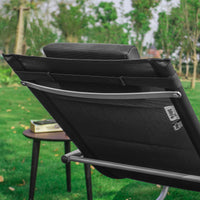 SoBuy Lettino Sdraio da Giardino a Dondolo - Sedia a Dondolo da Esterno in Textilene Nero con Telaio in Metallo, 150x63x87cm, Lettino Prendisole per Terrazza, Piscina, Patio, OGS28-SCH