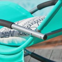 SoBuy Lettino Sdraio da Giardino a Dondolo - Sedia a Dondolo da Esterno in Textilene Blu Pavone con Telaio in Metallo, 150x63x87cm, Lettino Prendisole per Terrazza, Piscina, Patio, OGS28-TB