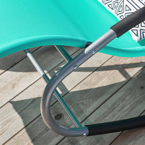 SoBuy Lettino Sdraio da Giardino a Dondolo - Sedia a Dondolo da Esterno in Textilene Blu Pavone con Telaio in Metallo, 150x63x87cm, Lettino Prendisole per Terrazza, Piscina, Patio, OGS28-TB