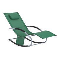 SoBuy Lettino Sdraio da Giardino a Dondolo - Sedia a Dondolo da Esterno in Textilene Verde Scuro con Telaio in Metallo, 150x63x87cm, Lettino Prendisole per Terrazza, Piscina, Patio, OGS28-WD