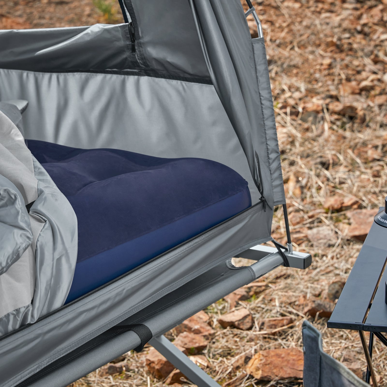 Brandina Pieghevole Campeggio Tenda Da Campeggio Con Materasso E 1 Sacco A Pelo Max Portata 114kg Grigio 193x86x160cm OGS32-HG