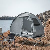 Brandina Pieghevole Campeggio Tenda Da Campeggio Con Materasso E 1 Sacco A Pelo Max Portata 114kg Grigio 193x86x160cm OGS32-HG