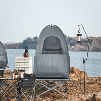 Brandina Pieghevole Campeggio Tenda Da Campeggio Con Materasso E 1 Sacco A Pelo Max Portata 114kg Grigio 193x86x160cm OGS32-HG