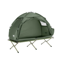 SoBuy Lettino da campeggio Brandina da campeggio Tenda da esterno con gancio per lampada e tasche porta scarpe Tenda 3 in 1 per 1 persona Pratica 193x86x160 cm OGS32-II-GR