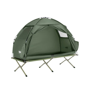 SoBuy Lettino da campeggio Brandina da campeggio Tenda da esterno con gancio per lampada e tasche porta scarpe Tenda 3 in 1 per 1 persona Pratica 193x86x160 cm OGS32-II-GR