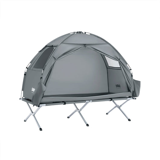 SoBuy Lettino da campeggio Brandina da campeggio Tenda da esterno con gancio per lampada e tasche porta scarpe Tenda 3 in 1 per 1 persona Pratica 193x86x160 cm OGS32-II-HG