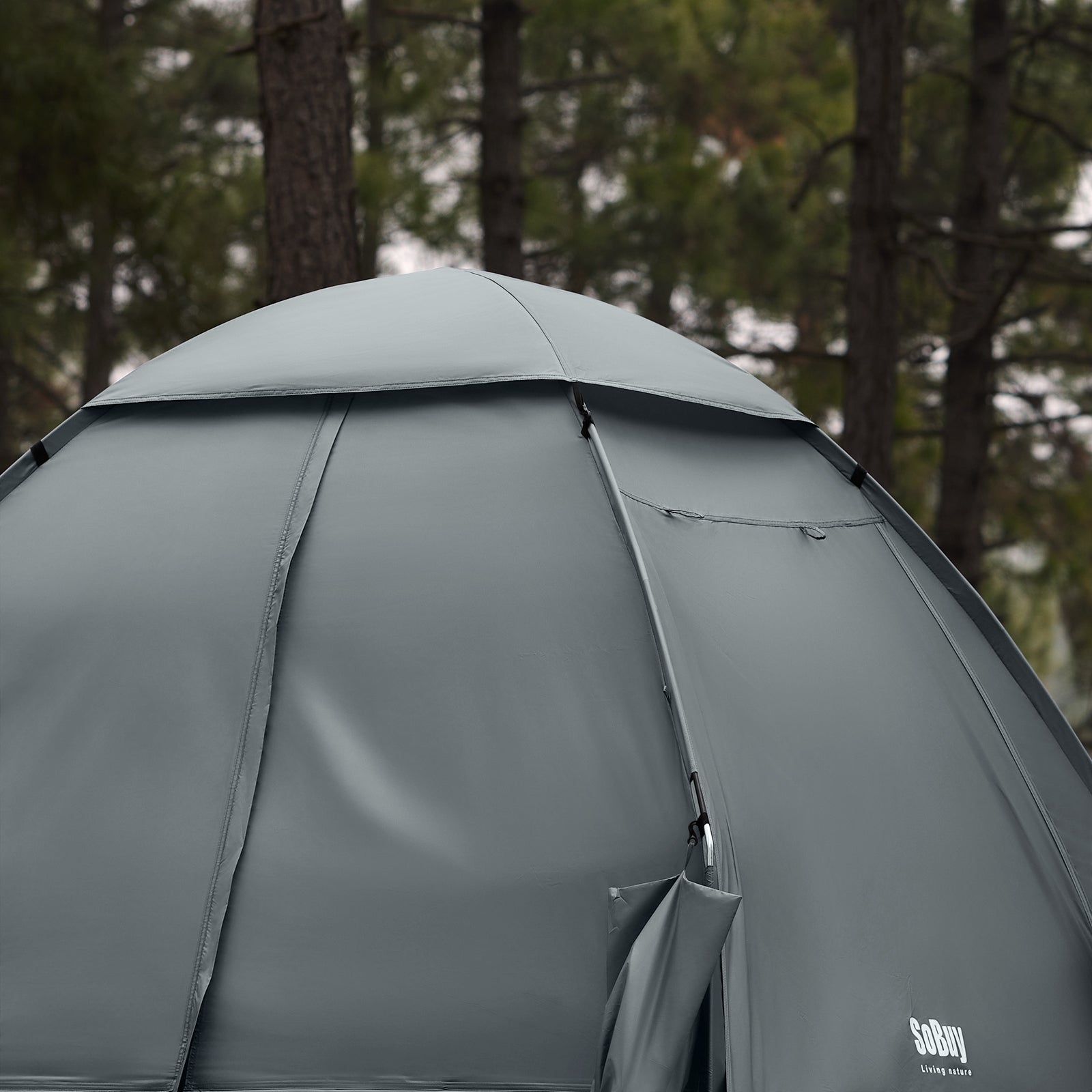 SoBuy Lettino da campeggio Brandina da esterno Tenda antipioggia portatile Starry Sky con tasche porta scarpe Tenda 3 in 1 per 2 persone Grigio 193x145x188 cm OGS32-L-HG