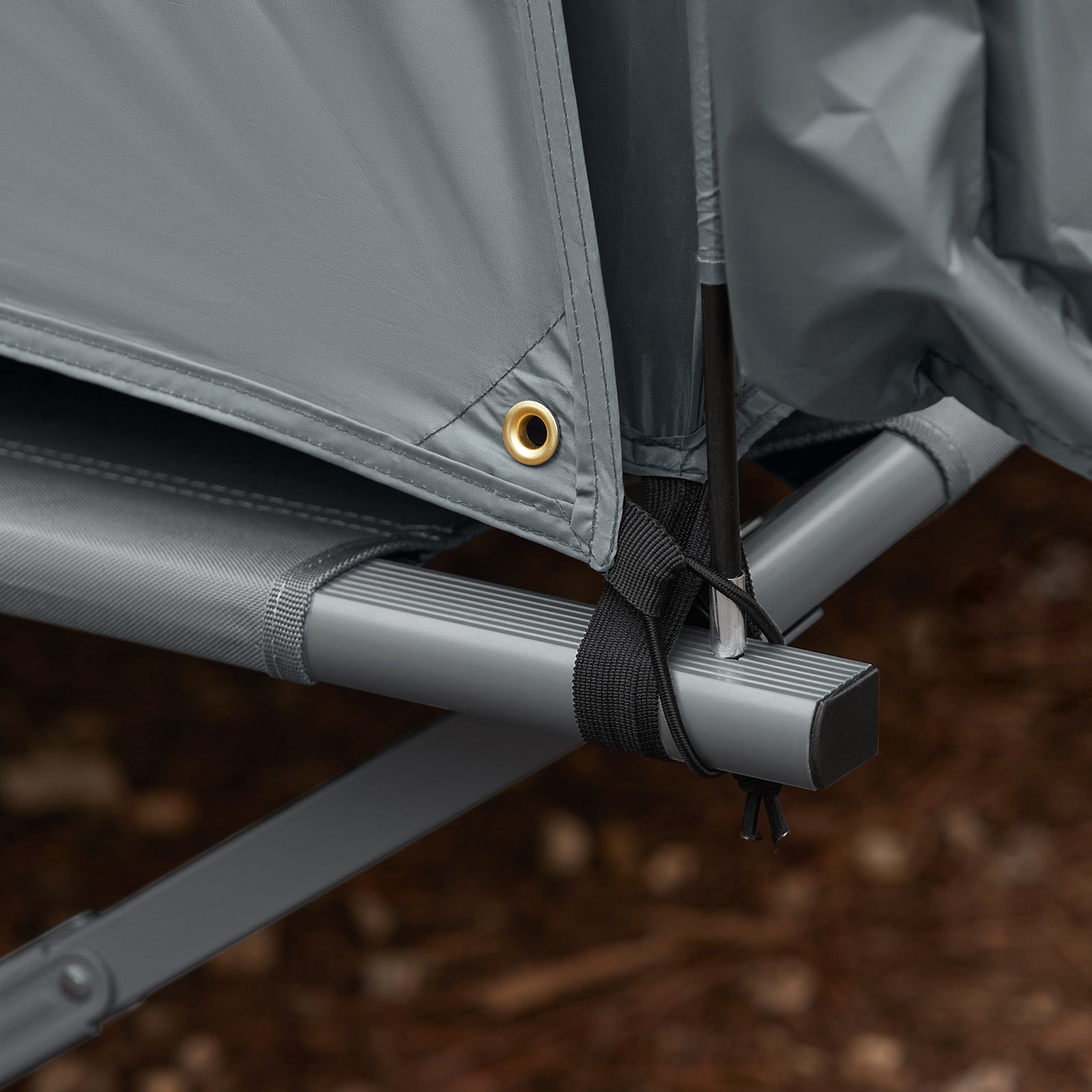 SoBuy Lettino da campeggio Brandina da esterno Tenda antipioggia portatile Starry Sky con tasche porta scarpe Tenda 3 in 1 per 2 persone Grigio 193x145x188 cm OGS32-L-HG