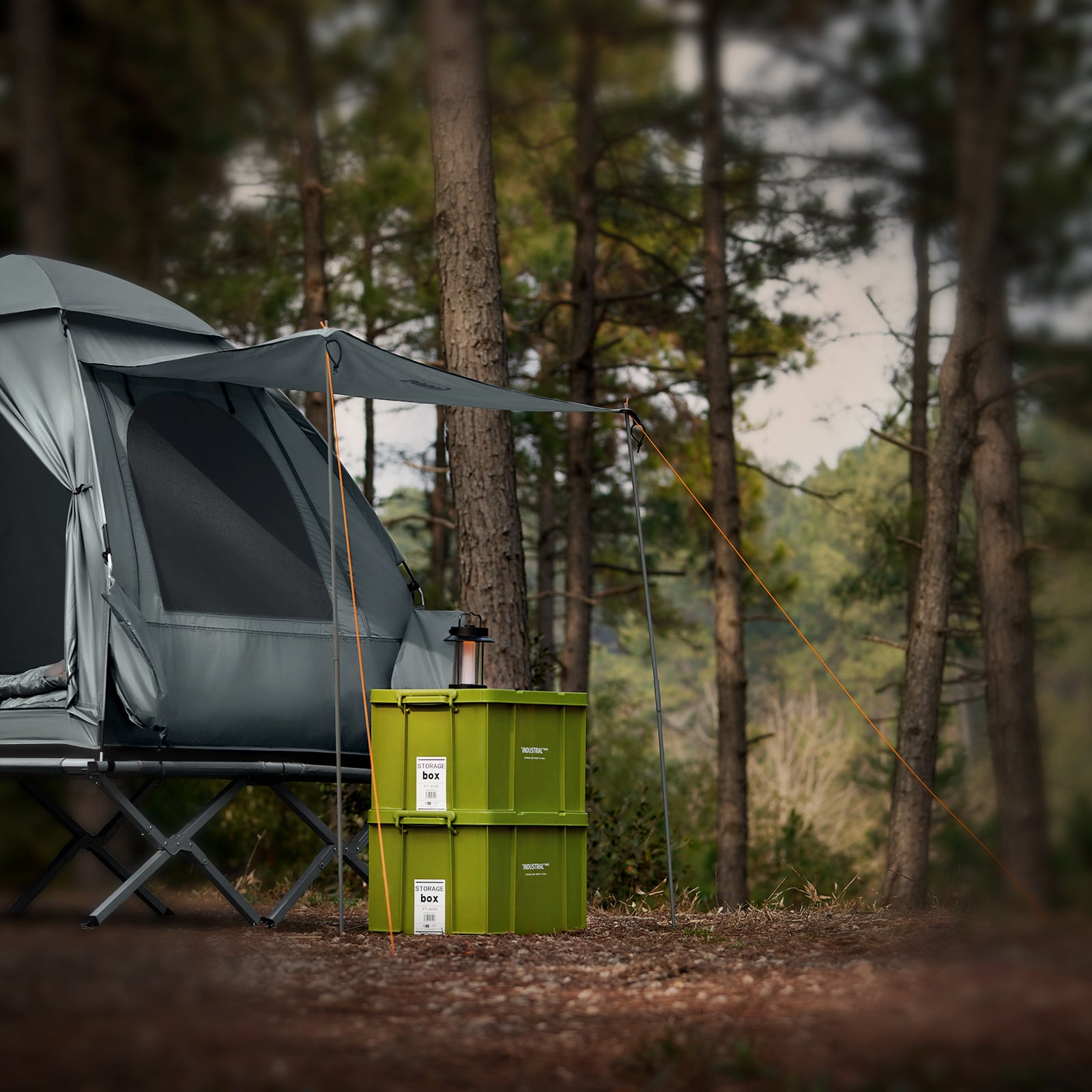 SoBuy Lettino da campeggio Brandina da esterno Tenda antipioggia portatile Starry Sky con tasche porta scarpe Tenda 3 in 1 per 2 persone Grigio 193x145x188 cm OGS32-L-HG